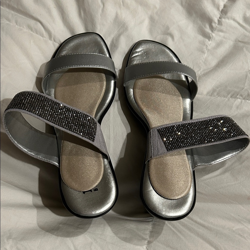 Italian Shoemakers Silver and Black Sandals